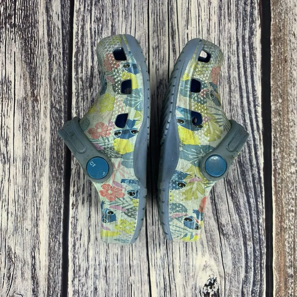 Crocs X Disney Stitch Hawaiian Print Classic Clogs Toddler Size C 8